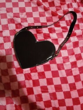 Black Heart-Shaped Crossbody Bag - Women